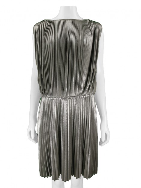 Vestido Halston Heritage Plissado Prateado
