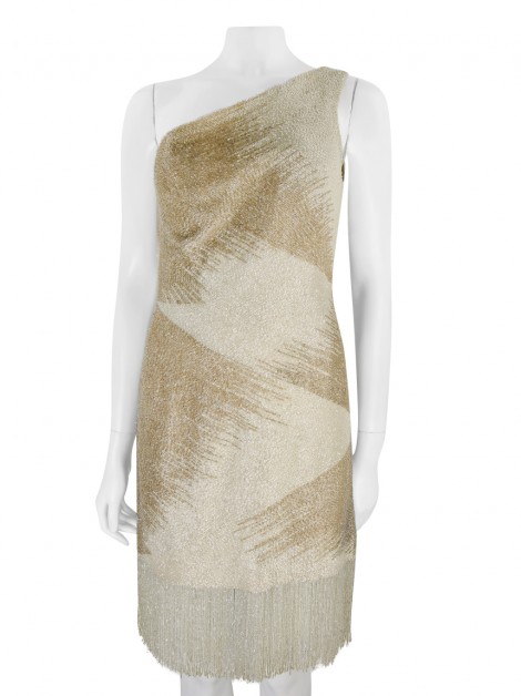 Vestido de Festa Mabel Magalhães Miçangas Dourado
