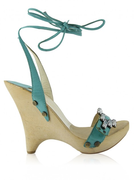 Sandália Emanuel Ungaro Amarração Couro Azul