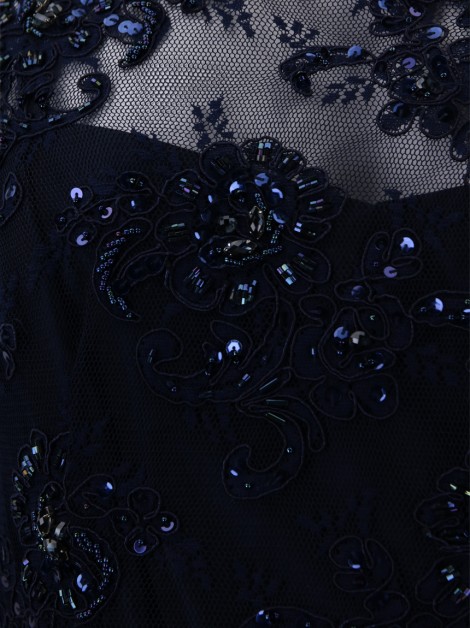 Vestido Teri Jon Renda Azul Marinho