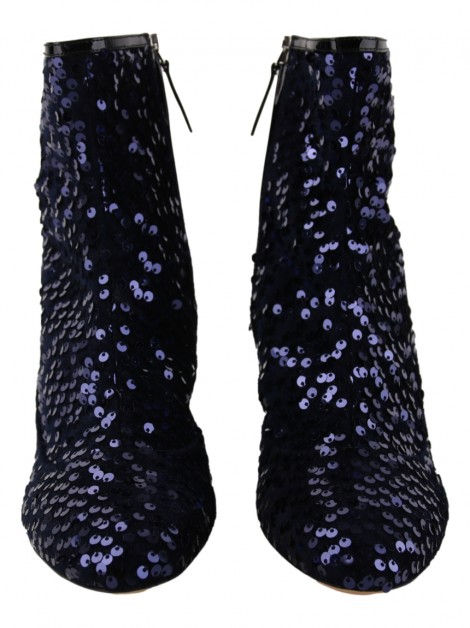 Ankle Boots Rochas Paetê Marinho