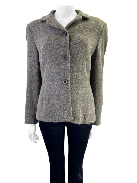 Blazer T Tahari Lã Texturizado Marrom
