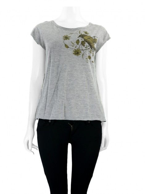Blusa Maria Garcia Tecido Cinza Estampado