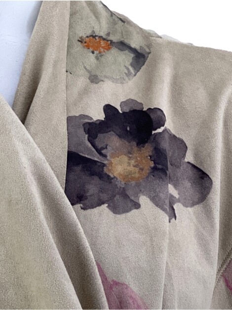Blusa INC International Concepts Suede Floral Bege
