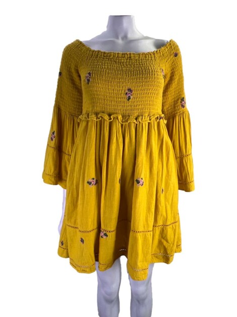 Vestido Free People Bordado Amarelo