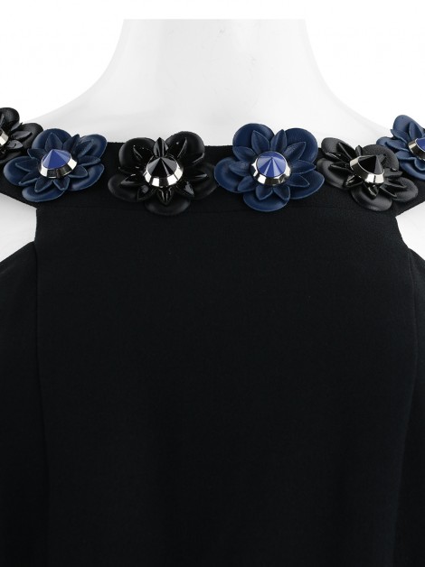 Vestido Fendi Flower-Appliqué Preto