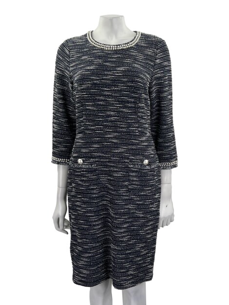 Vestido Karl Lagerfeld Knit Pedras Azul Marinho