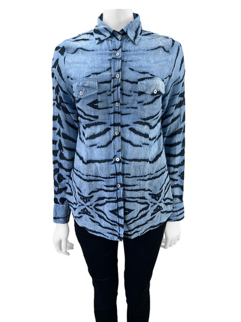 Camisa Le Lis Blanc Animal Print Azul