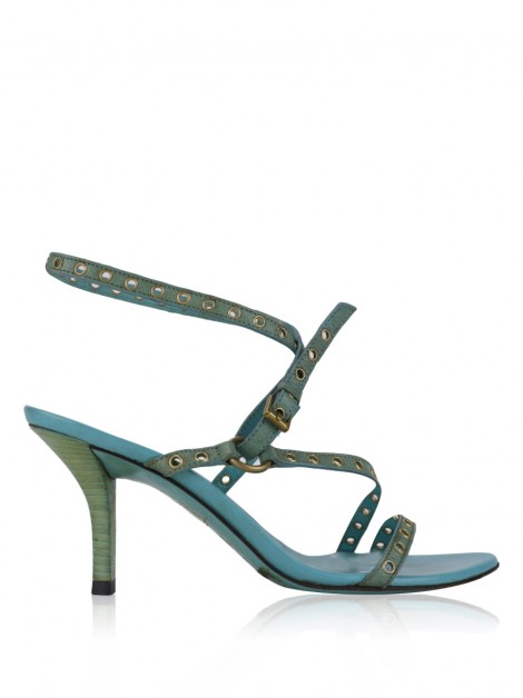 Sandália Gucci Grommets Strappy Turquesa