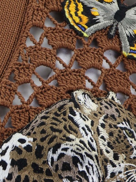 Casaco Dolce & Gabbana Cardigã Crochê Patches Marrom