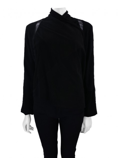 Casaco Haute Hippie Renda Preto