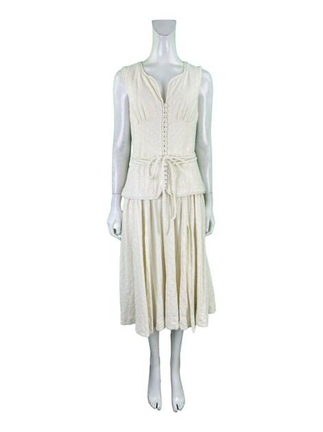 Vestido Coolrated Texturizado Off White