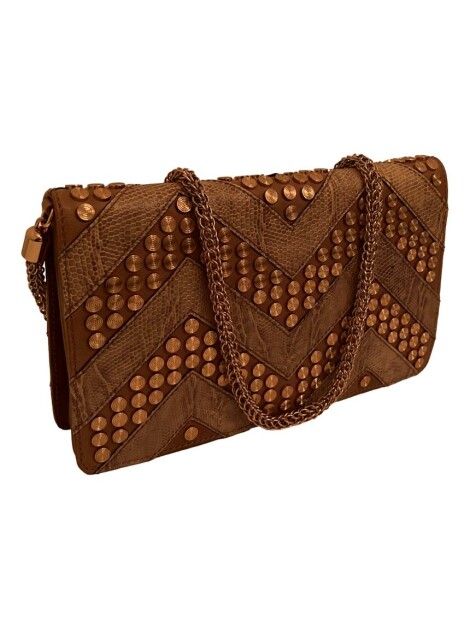 Bolsa com Alça Rebecca Minkoff Studded Couro Bege