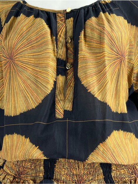 Vestido Água De Coco Estampado Franzido