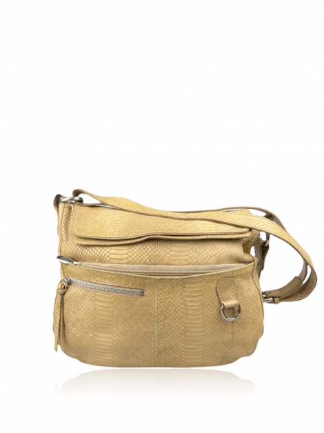 Bolsa com Alça Furla Croco Embossed Bege