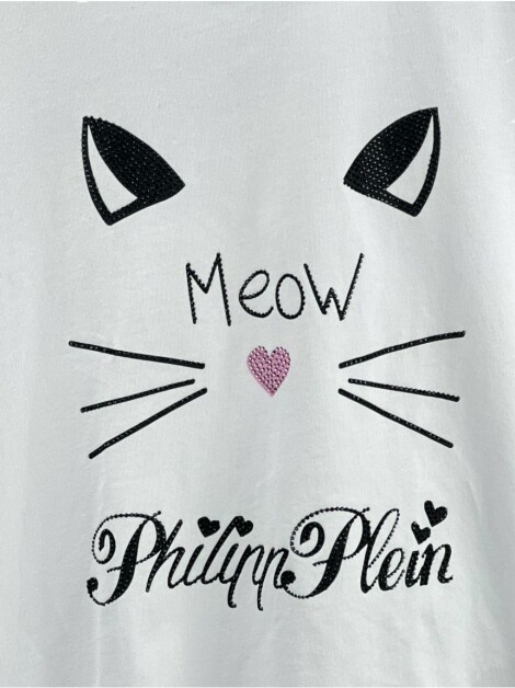 Blusa Philipp Plein Estampa Meow Brilhos Branca