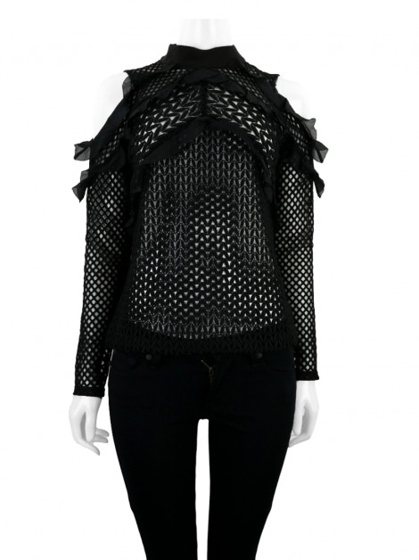 Blusa Self-Portrait Babados Preta