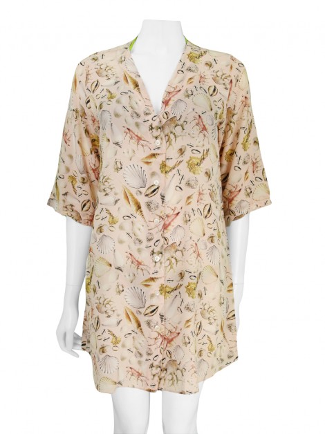 Saída de Praia YSLA Chemise Seda Conchas