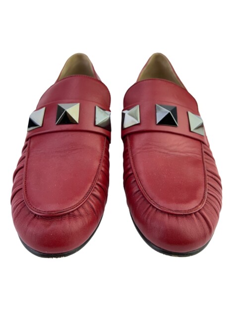 Sapato Valentino Mocassim Rockstud Couro Vermelho