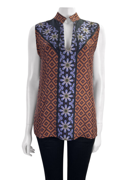 Blusa Scarf Me Seda Estampada Geométrica