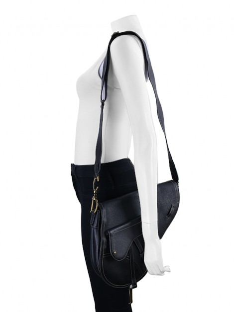 Bolsa Christian Dior Saddle Couro Preto