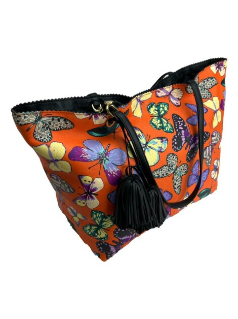 Bolsa com Alça Loewe Reversível Preta e Borboletas