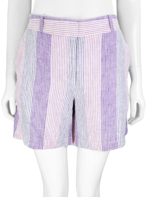 Short Alcaçuz Linhos Listrado Roxo