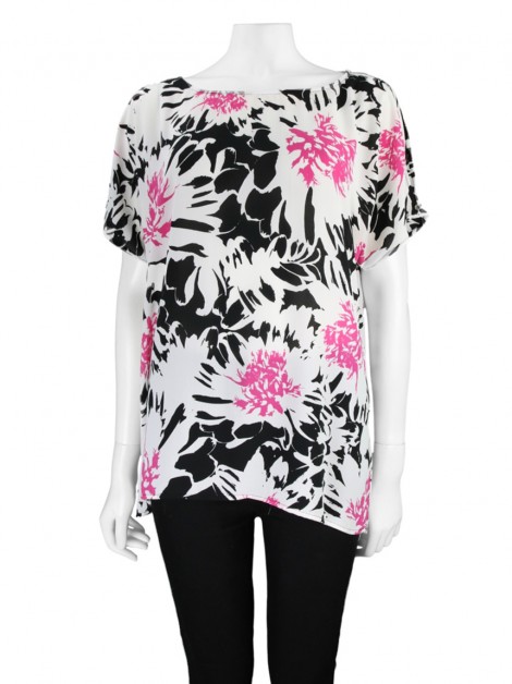 Blusa Vince Camuto Estampa Orgânica Tricolor