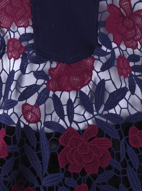 Blusa Resort Couture Bata Renda Floral