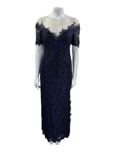 Vestido de Festa Barbara Bela Bordado Azul Marinho