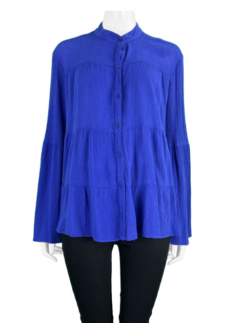 Blusa Sacada Tecido Azul