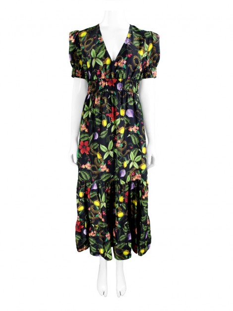 Vestido Borgo de Nor Seda Estampada Multicolor