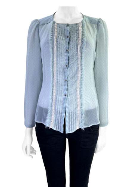 Blusa Zara Tecido Azul Estampado