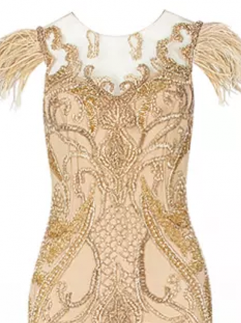Vestido de Festa Patricia Bonaldi Bordado Bege