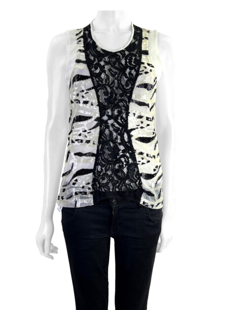 Blusa Mary Zaide Renda Bicolor