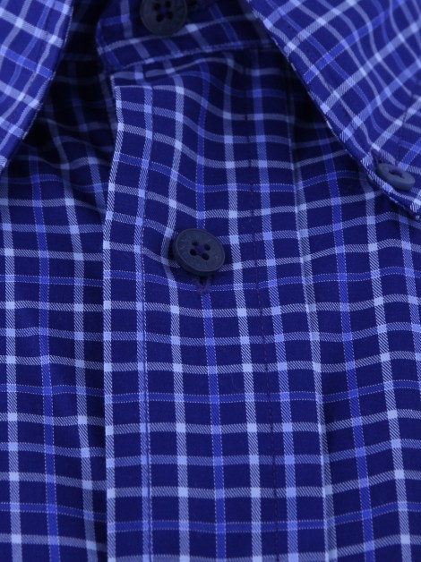 Camisa Façonnable Micro Xadrez Masculino Marinho