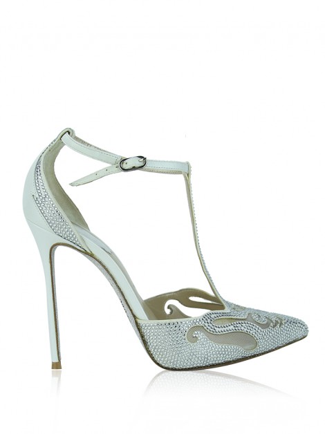 Sapato René Caovilla Ivory Crystal Branco