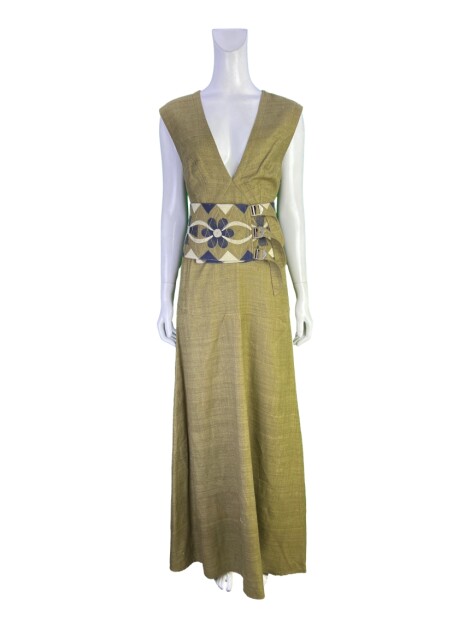 Vestido Erre Seda Verde Longo
