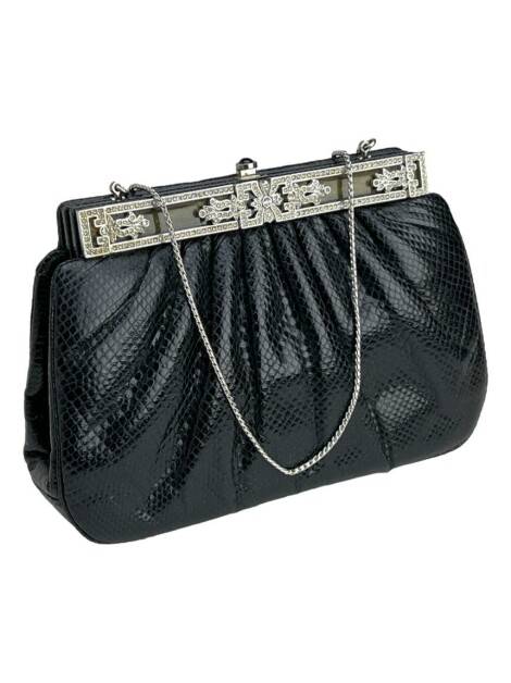 Bolsa com Alça Judith Leiber Lizard Crystal Preta
