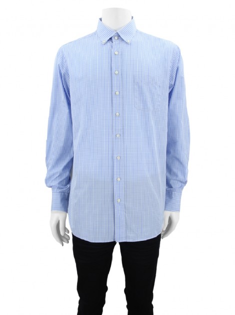 Camisa Artigiano A Misura Vichy Azul Masculina