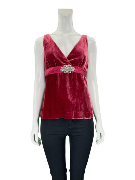Blusa Laundry by Shelli Segal Veludo Vermelho