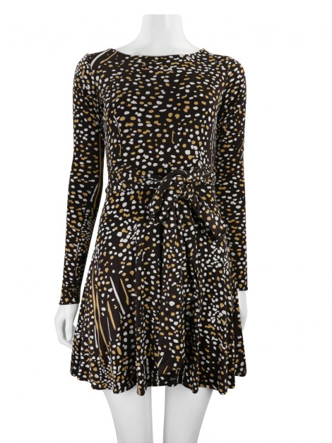 Vestido Issa London Seda Estampado Marrom