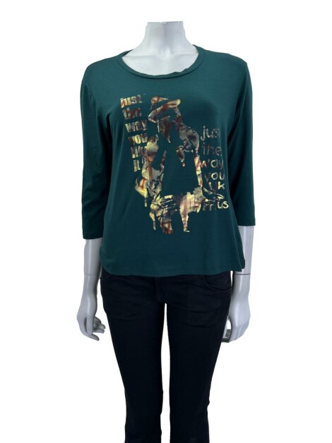 Blusa Caroll Verde Estampada