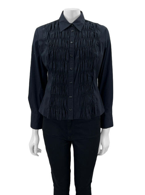 Camisa INC International Concepts Stretch Franzida Preta