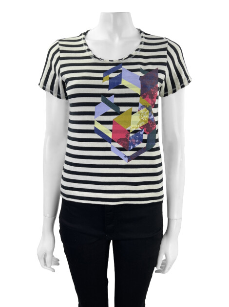 Blusa Maria Garcia Listrada Estampada