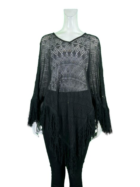 Poncho Guaraná Brasil Tricot Preto