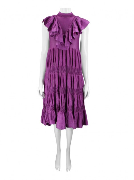 Vestido Doce de Coco Tricô Roxo Babados