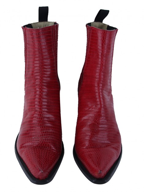 Bota Tony Mora Textura Couro Vermelho