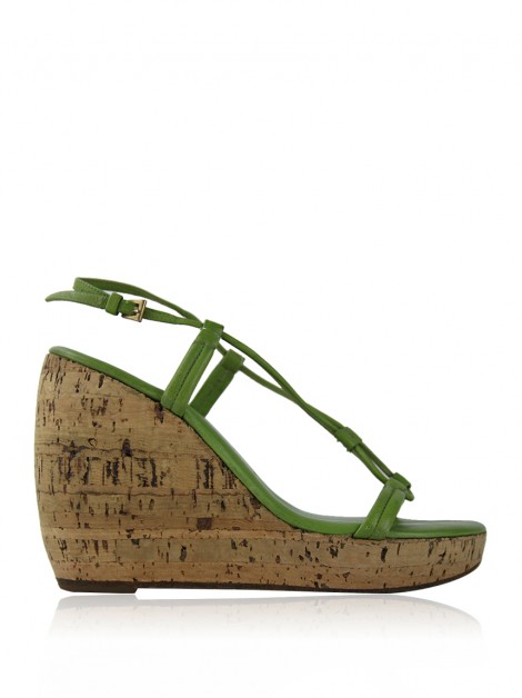 Sapato Prada Anabela Couro Verde