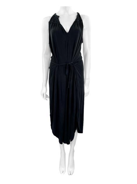 Vestido Splendid Midi Acinturado Preto